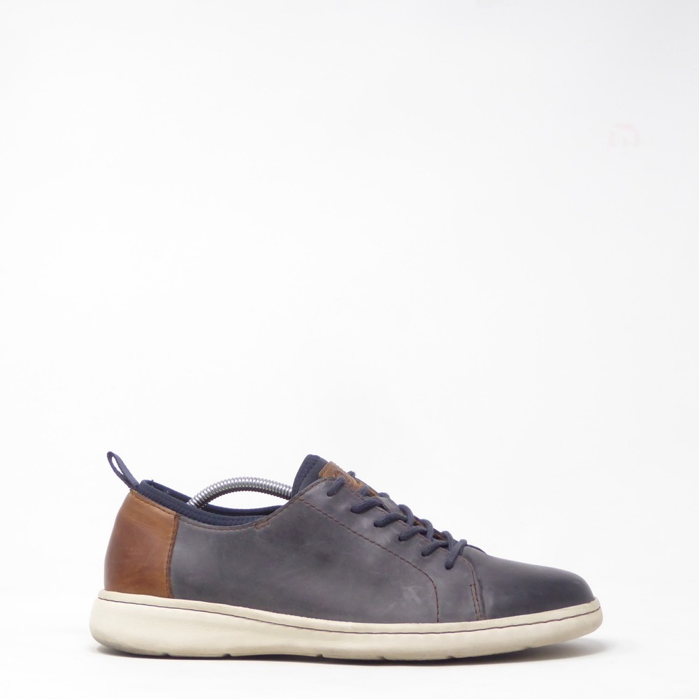 Born Mens Sneaker Navy Blue Brown Leather Casual Lace Up Size 10M